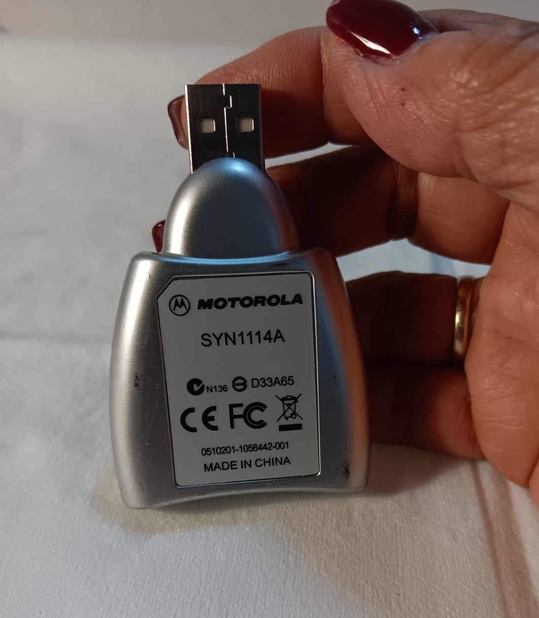 Motorola SYN1114A USB Secure Digital SD Memory Card Reader Adapter Silver Tested