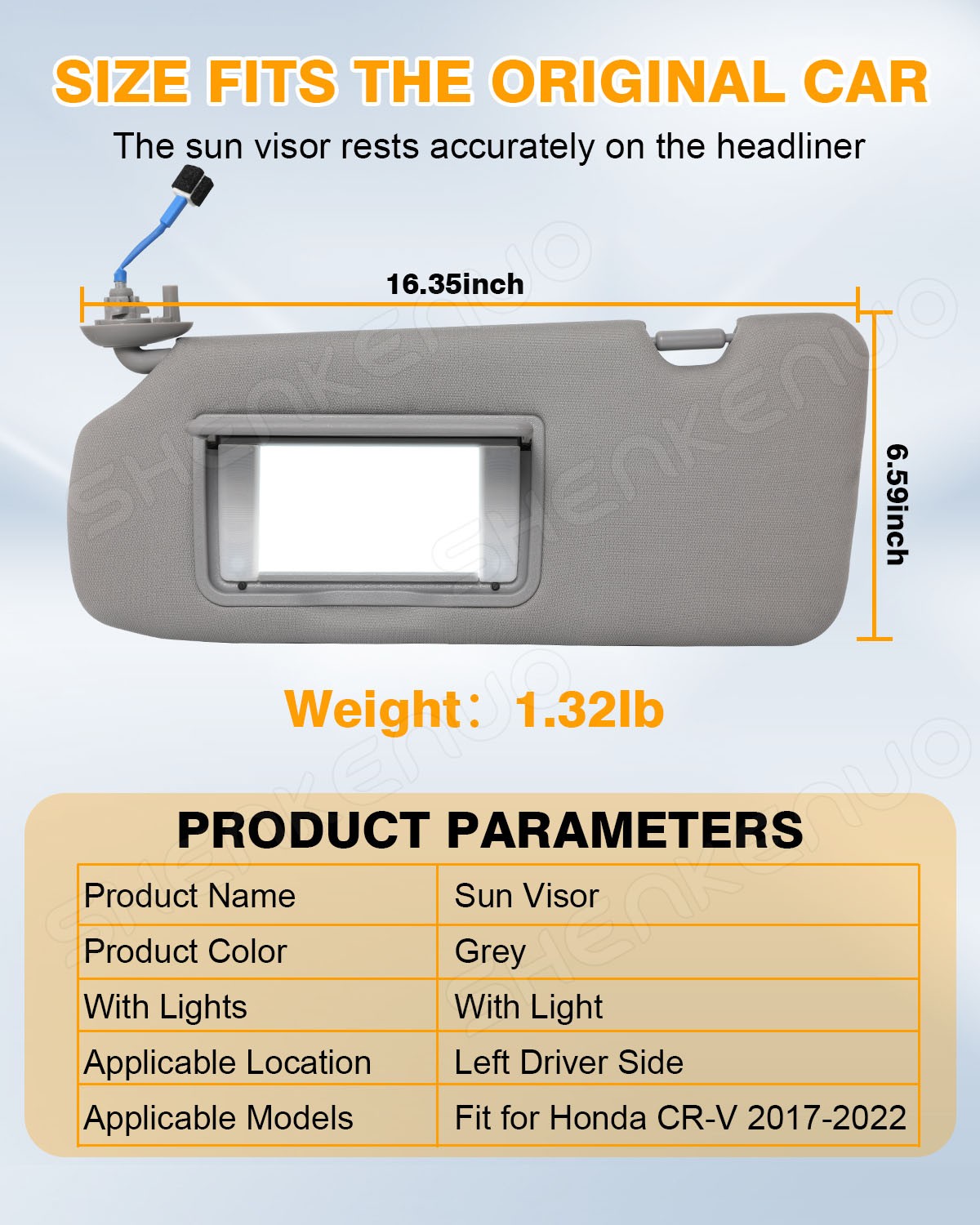 2Pcs Left&Right Sun Visor W/ Lights&mirror for Honda CRV 2017-22 83280TLAA12ZB