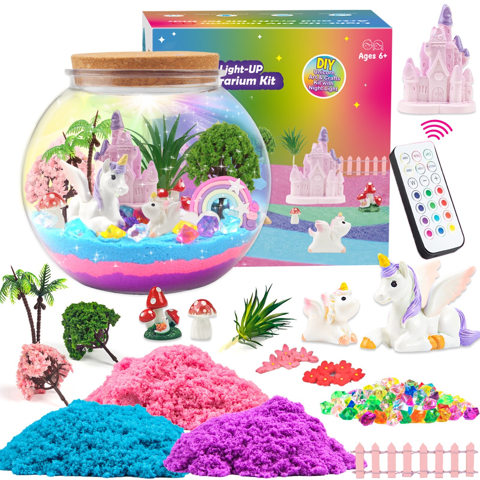 Unicorn Light Up Terrarium Kit for Kids Unicorn Terrarium Kit for Girls Gift