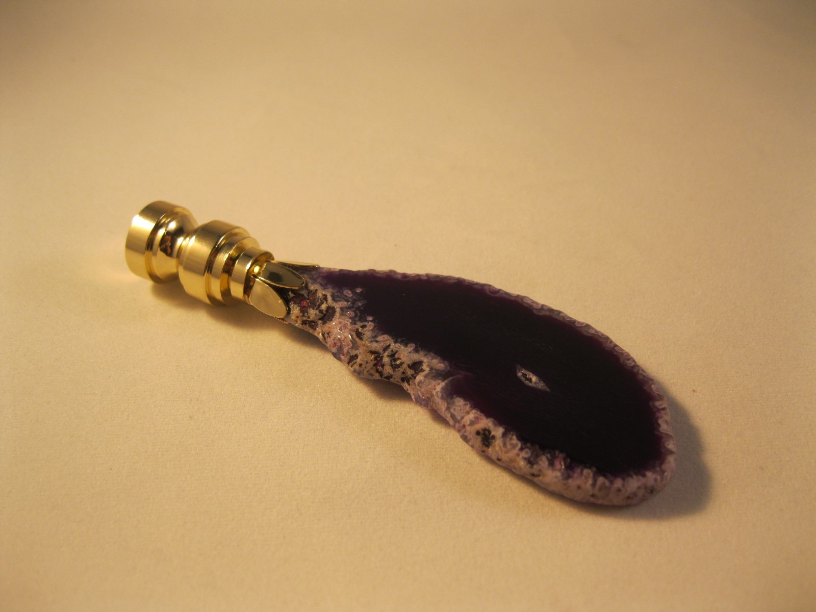 Lamp Finial-Natural PURPLE/AMETHYST AGATE-Brass Base