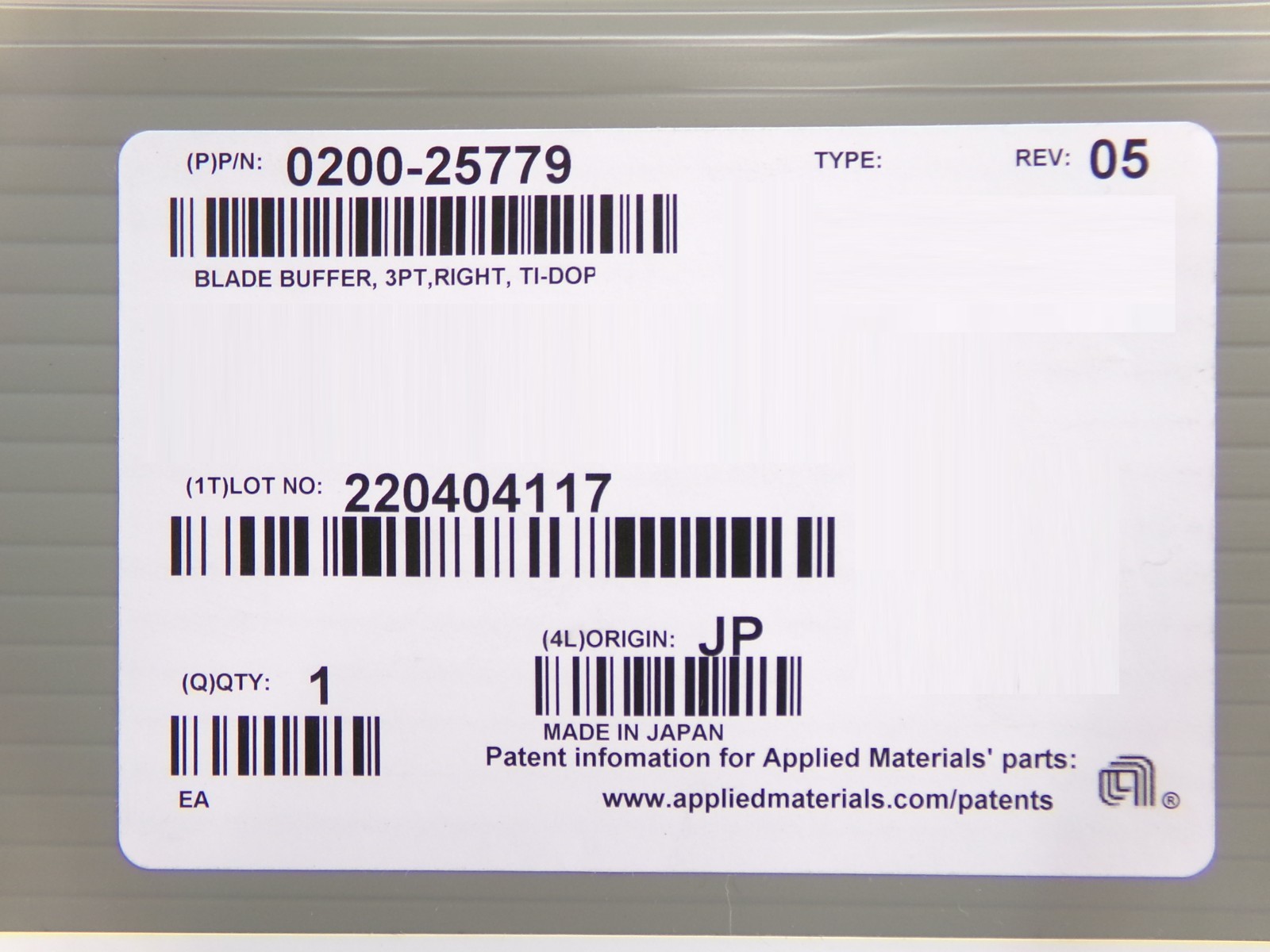 AMAT Applied Materials 0200-25779 Blade Buffer 3PT Right Ti-Doped Effector New