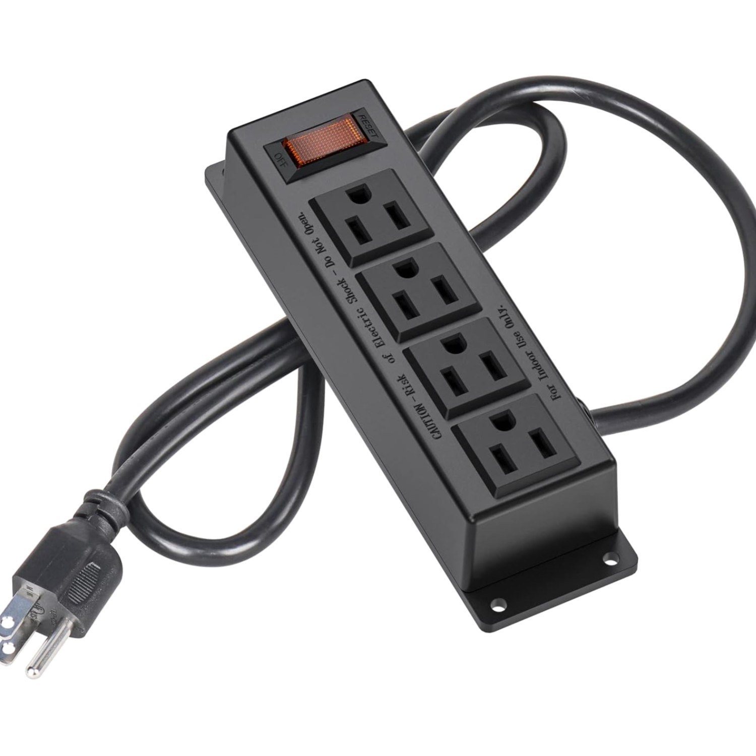 Wall Mount Power Outlet Strip 4 Outlet Mountable Power Strip with Switch 3Ft