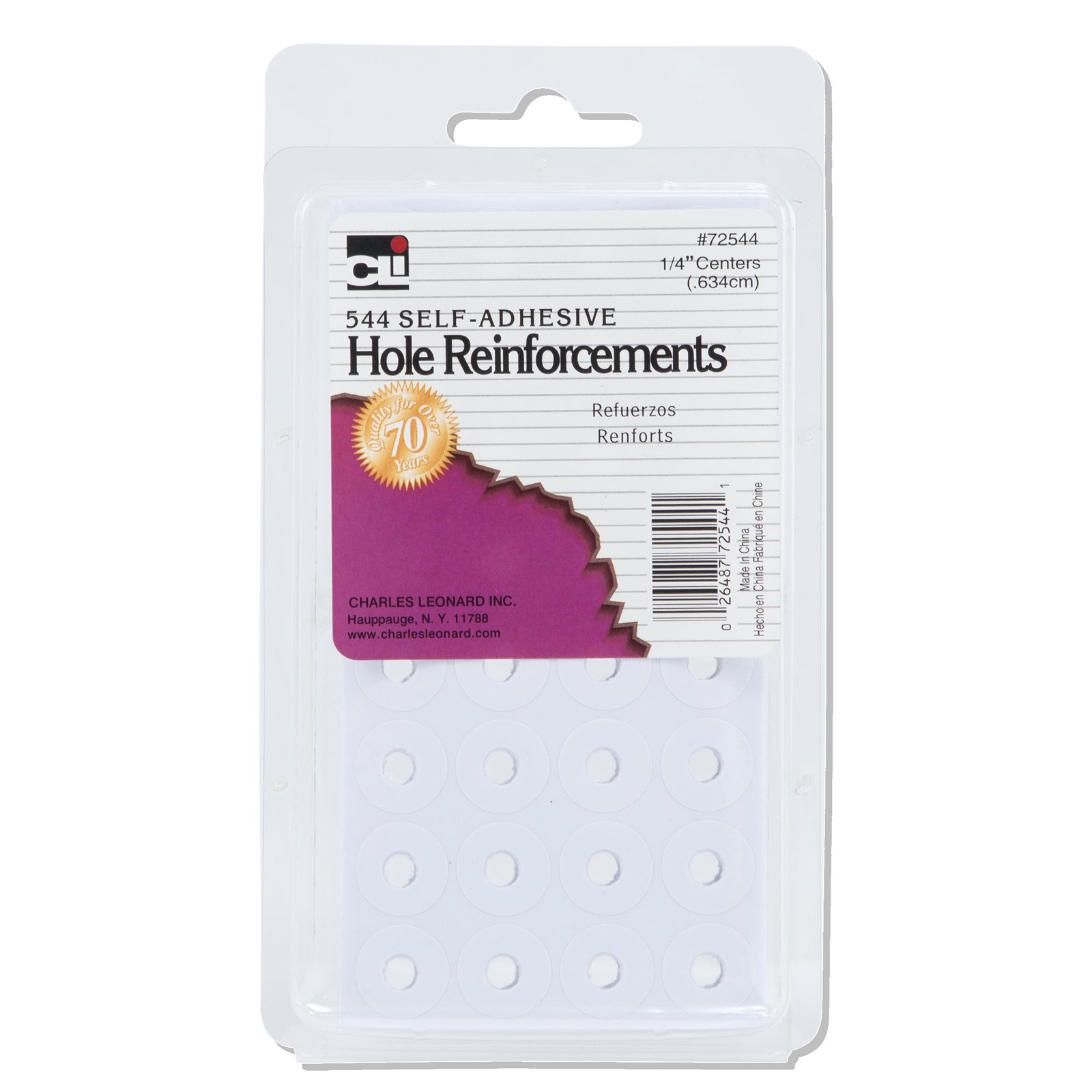 Charles Leonard Paper Hole Reinforcements, Self-Adhesive Labels, 544/Box 7254...
