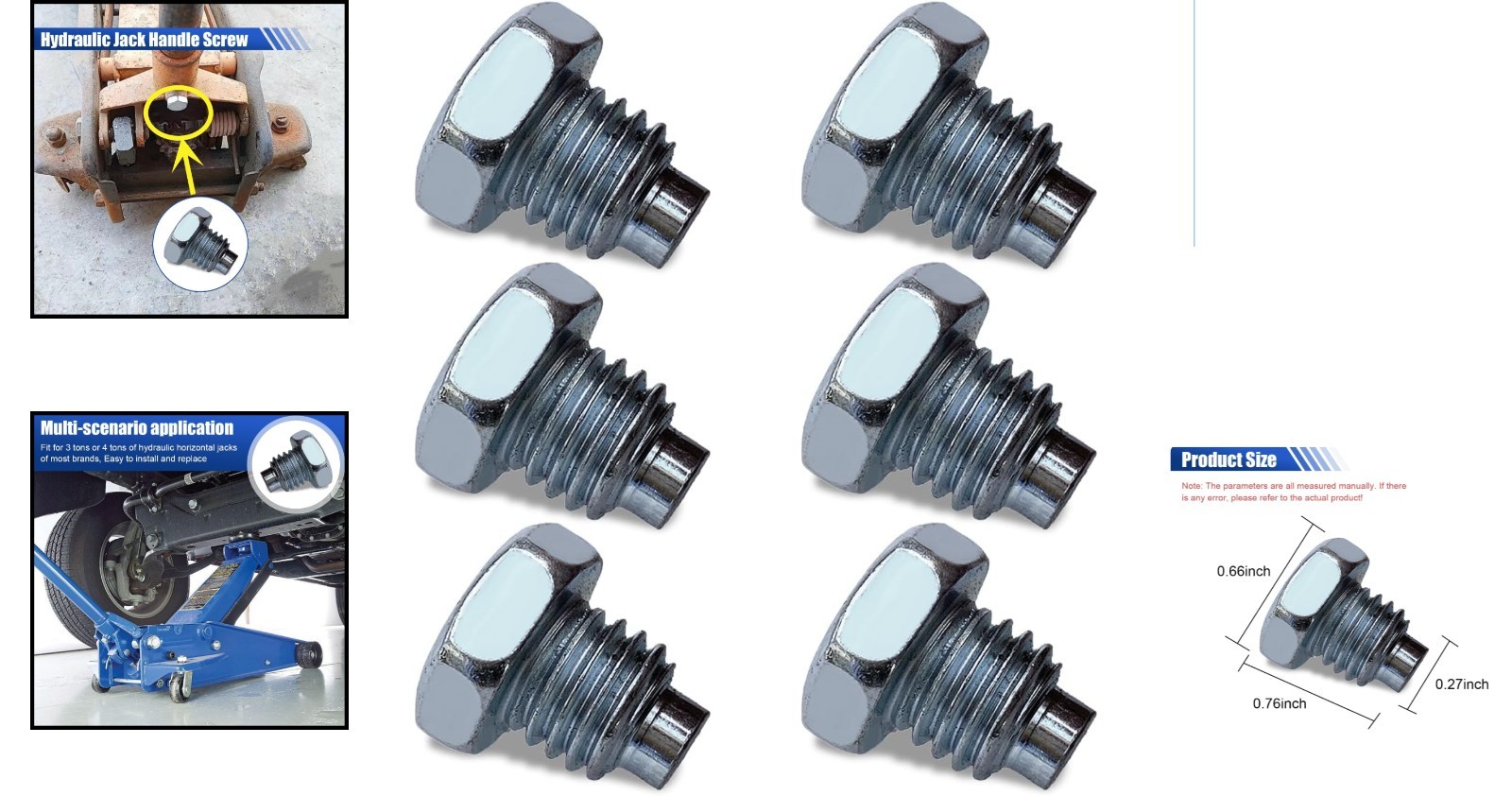 Corrosion-Resistant 6PCS Floor Jack Handle Screws for 3 Ton & 4 Ton Support