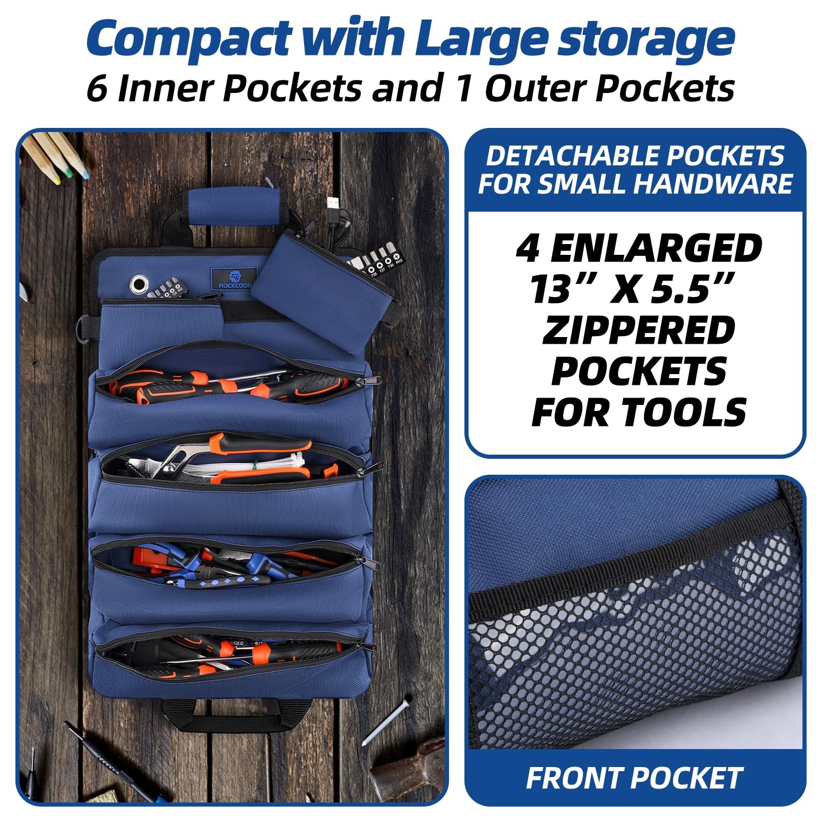Tool Roll Bag, Heavy Duty Tool Organizer Roll Up, Portable Tool Storage Bag E...