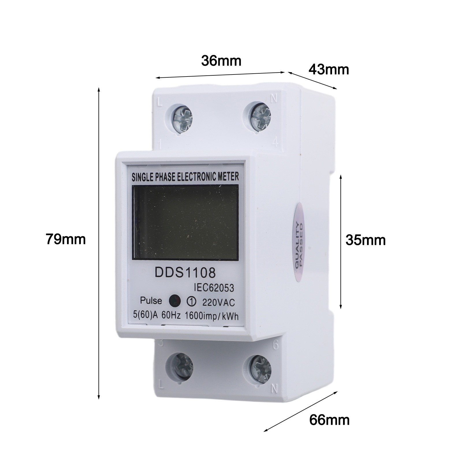 Power DDS1108 Single Phase Digital Meter AC220V 60A LCD Display