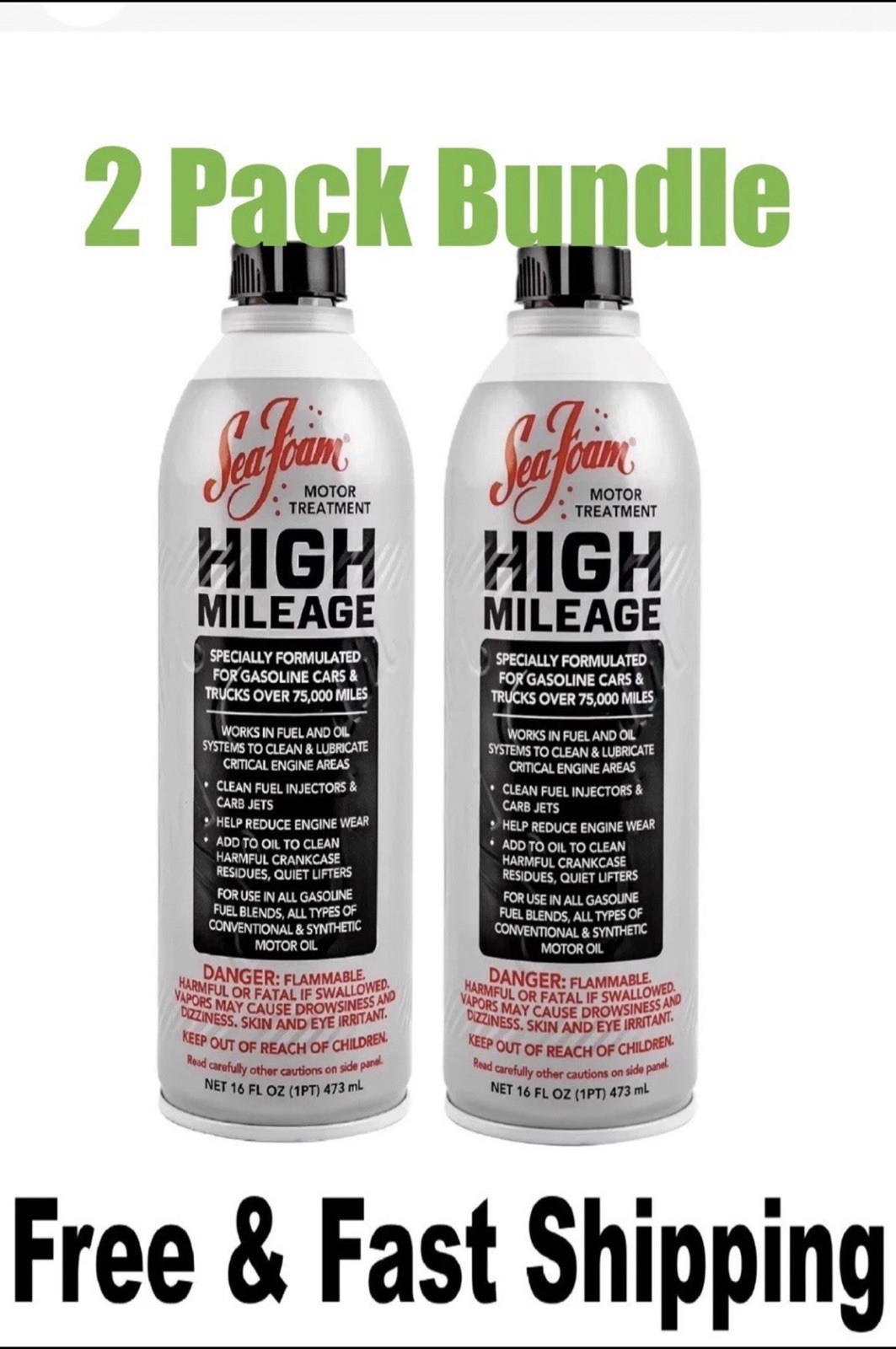 Sea Foam High Mileage Motor Treatment 16oz -Engine Cleaner & Lubricant HM-16-6RR