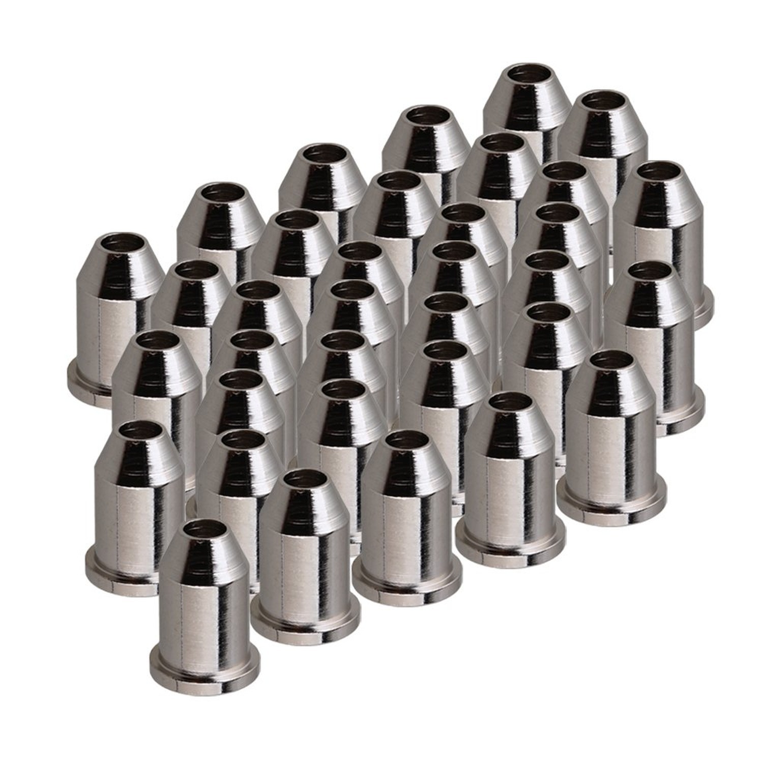 Chrome Guitar Through Body String Mounting Ferrules Metal Set of 30