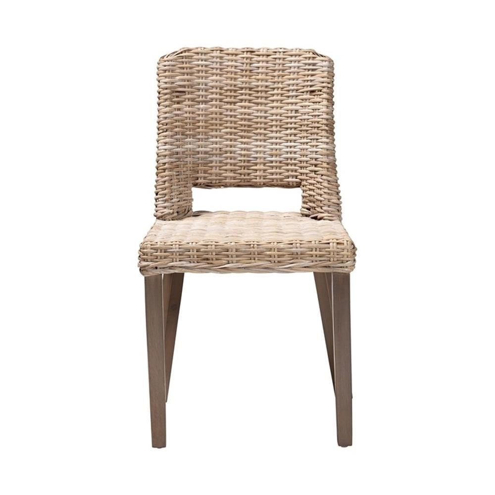 Baxton Studio Magy Modern Rattan and Brown Wood Dining Chair