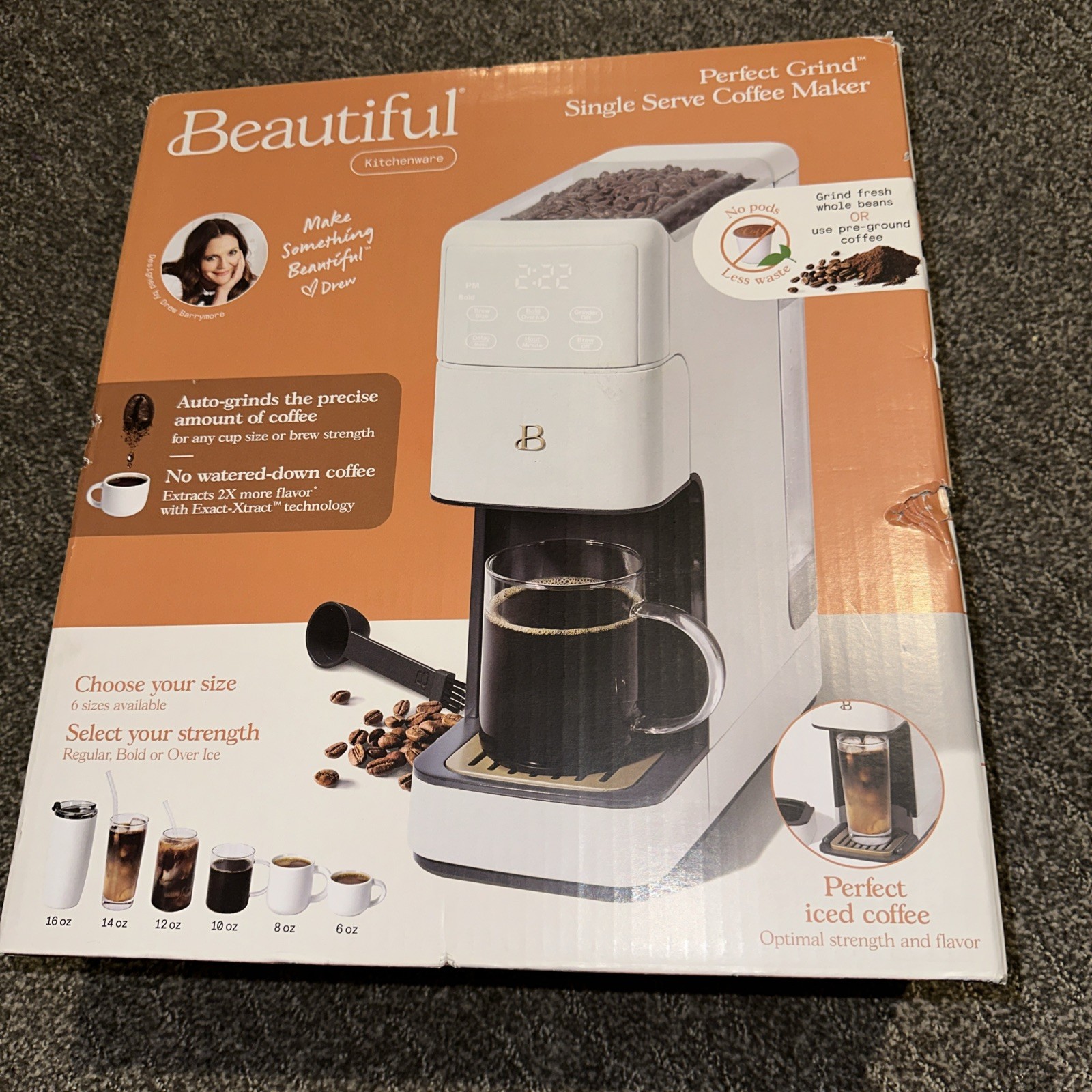 Beautiful by Drew Perfect Grind™ Programmable Single Serve Coffee Maker Works