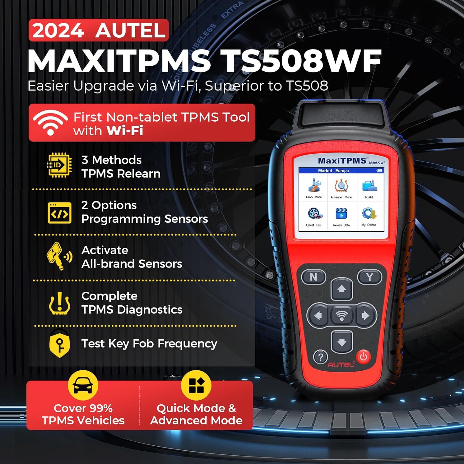 Autel MaxiTPMS TS508WF TPMS Programming Tool TPMS Reset Relearn Sensor Read DTCs