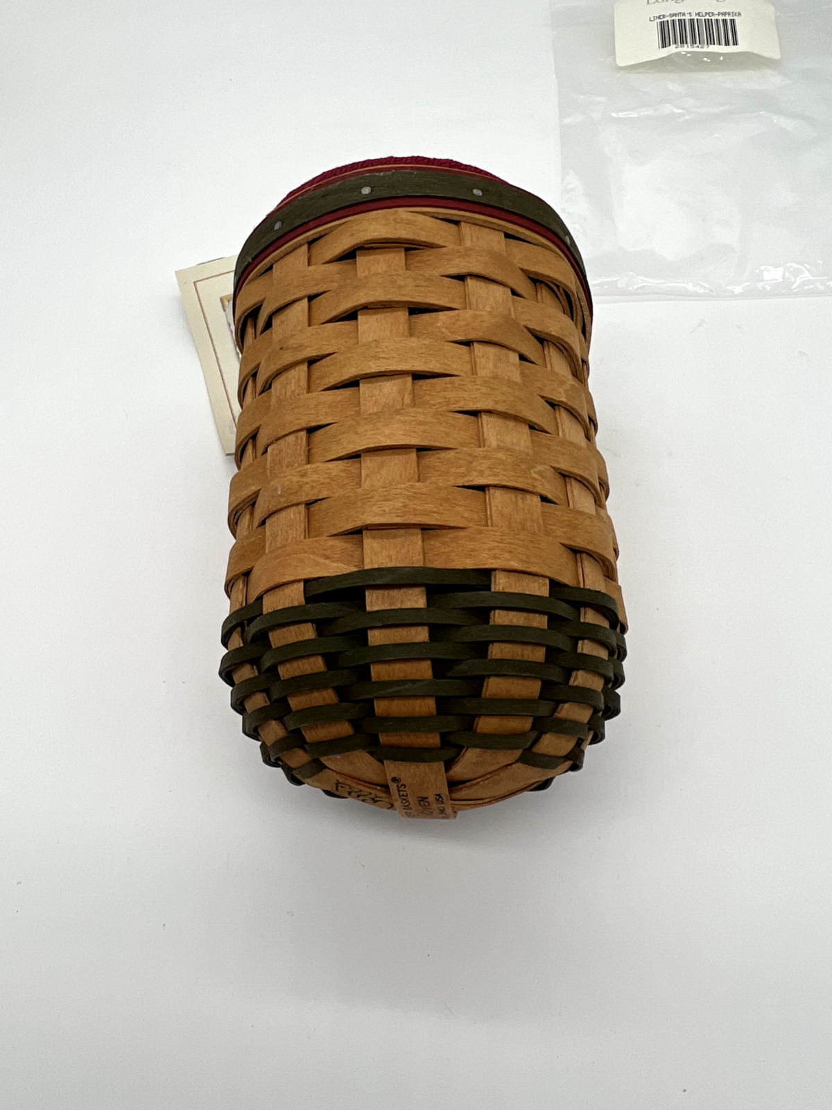 Longaberger Santa's Helper Basket with Protector and Paprika Fabric Liner 2002