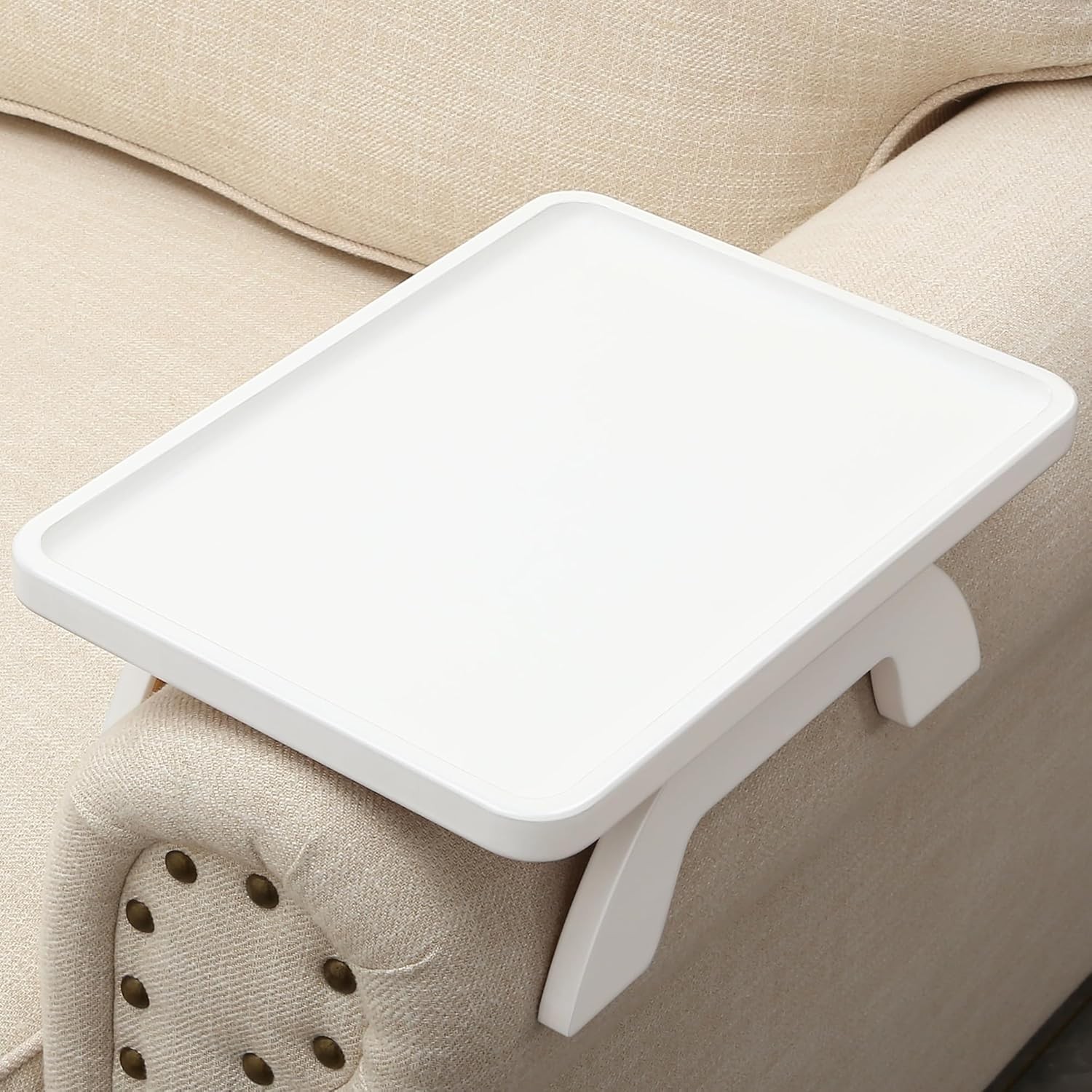 Couch Arm Table,Bamboo Sofa Arm Clip on Tray Tables,Couch Armrest Table Suitable