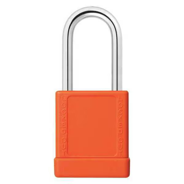Lockout Padlock, Keyed Alike, Aluminum, Orange, 1 1/2 in Shackle Height, 1 9/16