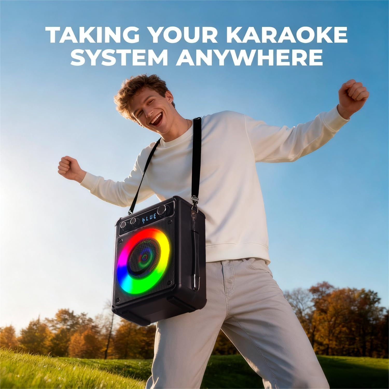 Karaoke Machine with 2 Wireless Microphones, Portable Bluetooth Speaker for Adul