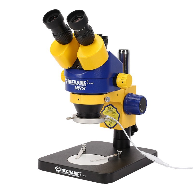 MECHANIC MC75T-B1 Industrial Trinocular Stereo Microscope 7-45X Continuous Zoom