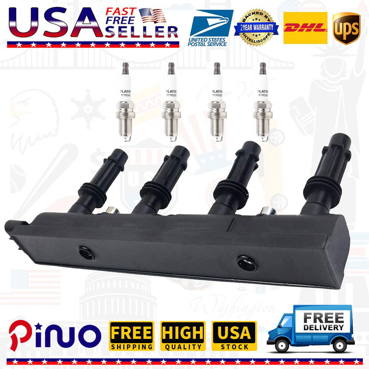Ignition Coils + 4 Spark Plug Fit for Chevy Cruze Sonic Trax Buick 1.4L 55579072