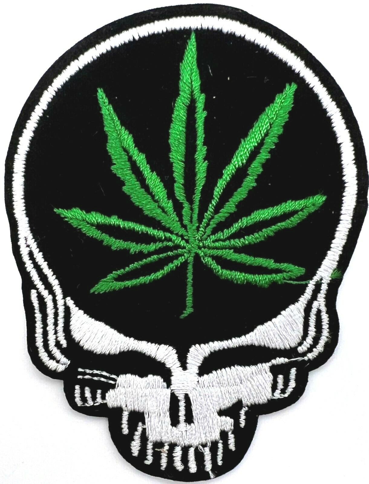 Grateful Dead Steal Your Face Pot Leaf Embroidered Rock Iron on Patch Applique