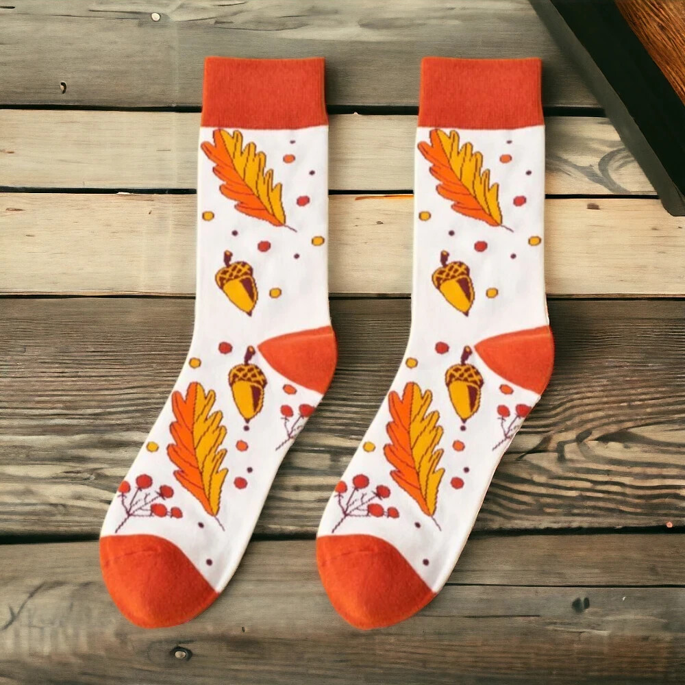 Autumn Leaf - Cotton Colorful Fashion Socks UK 5-10