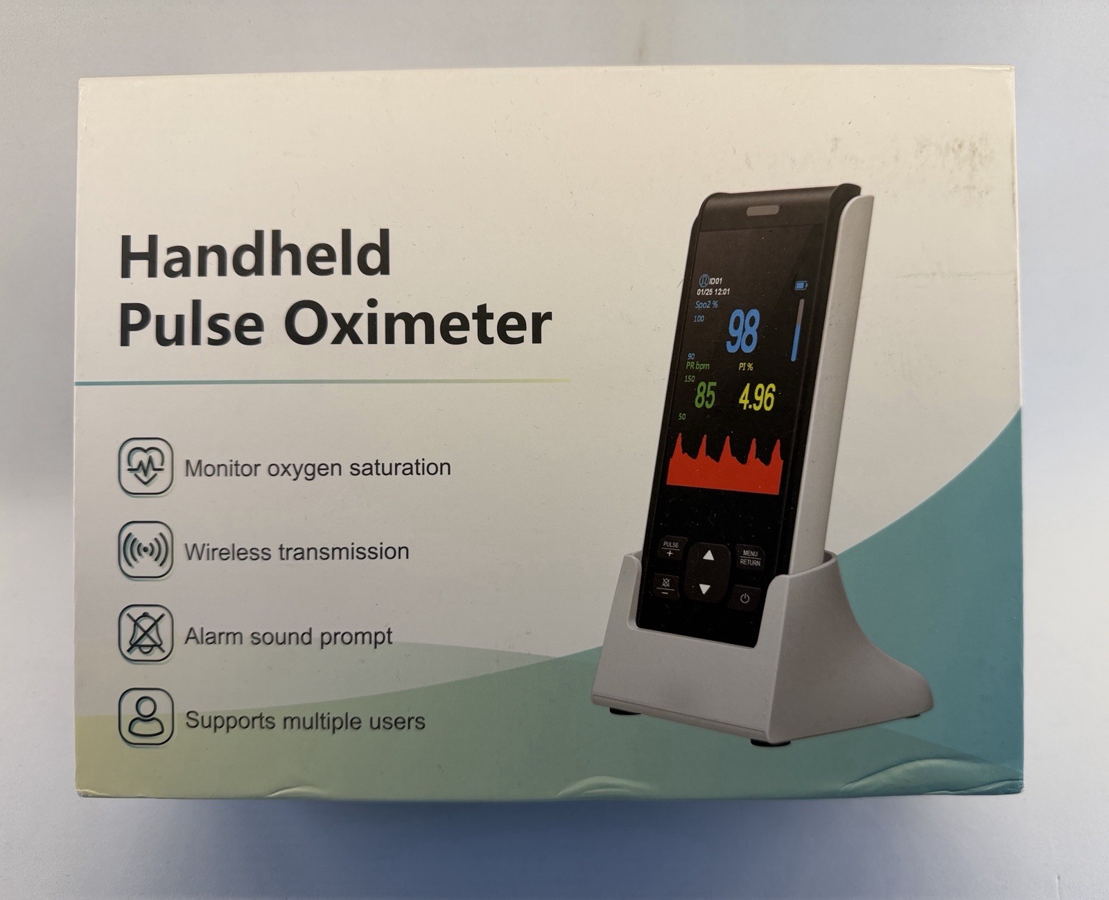 Handheld Pulse Oximeter Wireless transmission, alarm, multiple user Model JKS50F