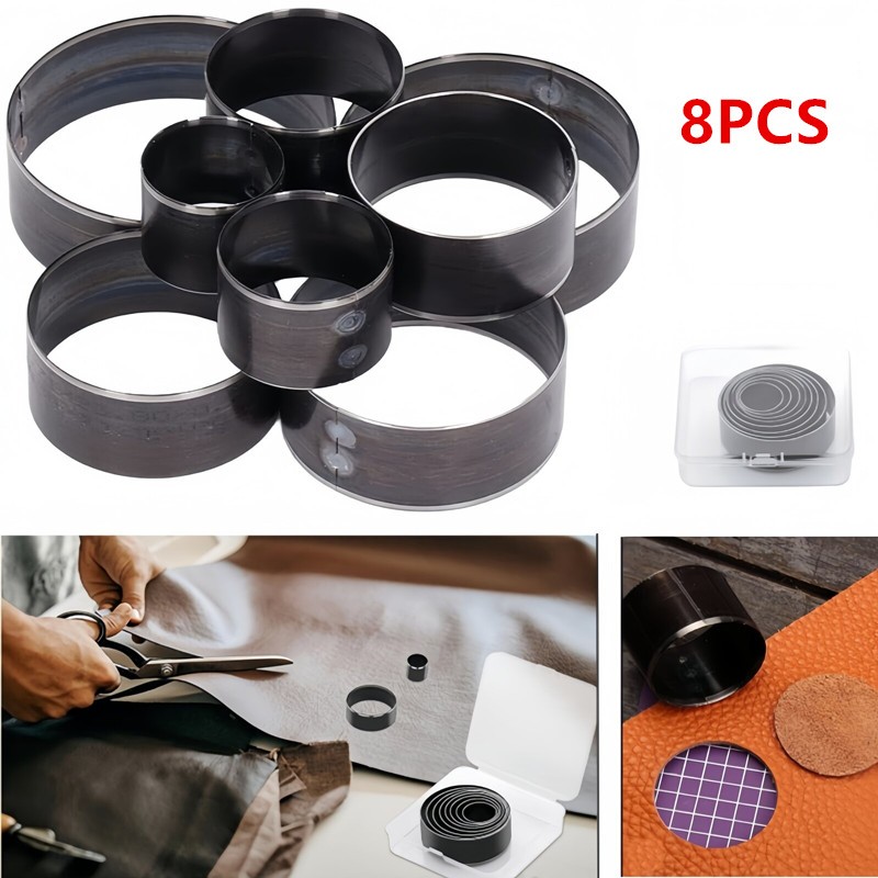 8X Leather Circle Cutter Tool Set Leather Hole Punch Tool Kit Round Cutting Dies