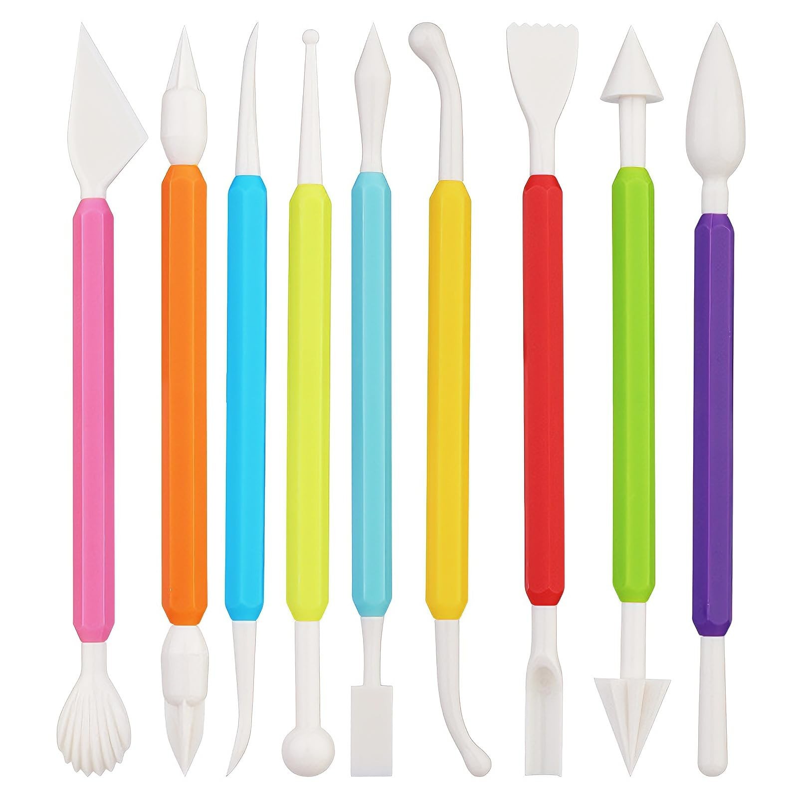 9-Piece Fondant Sculpting Tool Set - Plastic Cake Decorating Pens for Flower ...