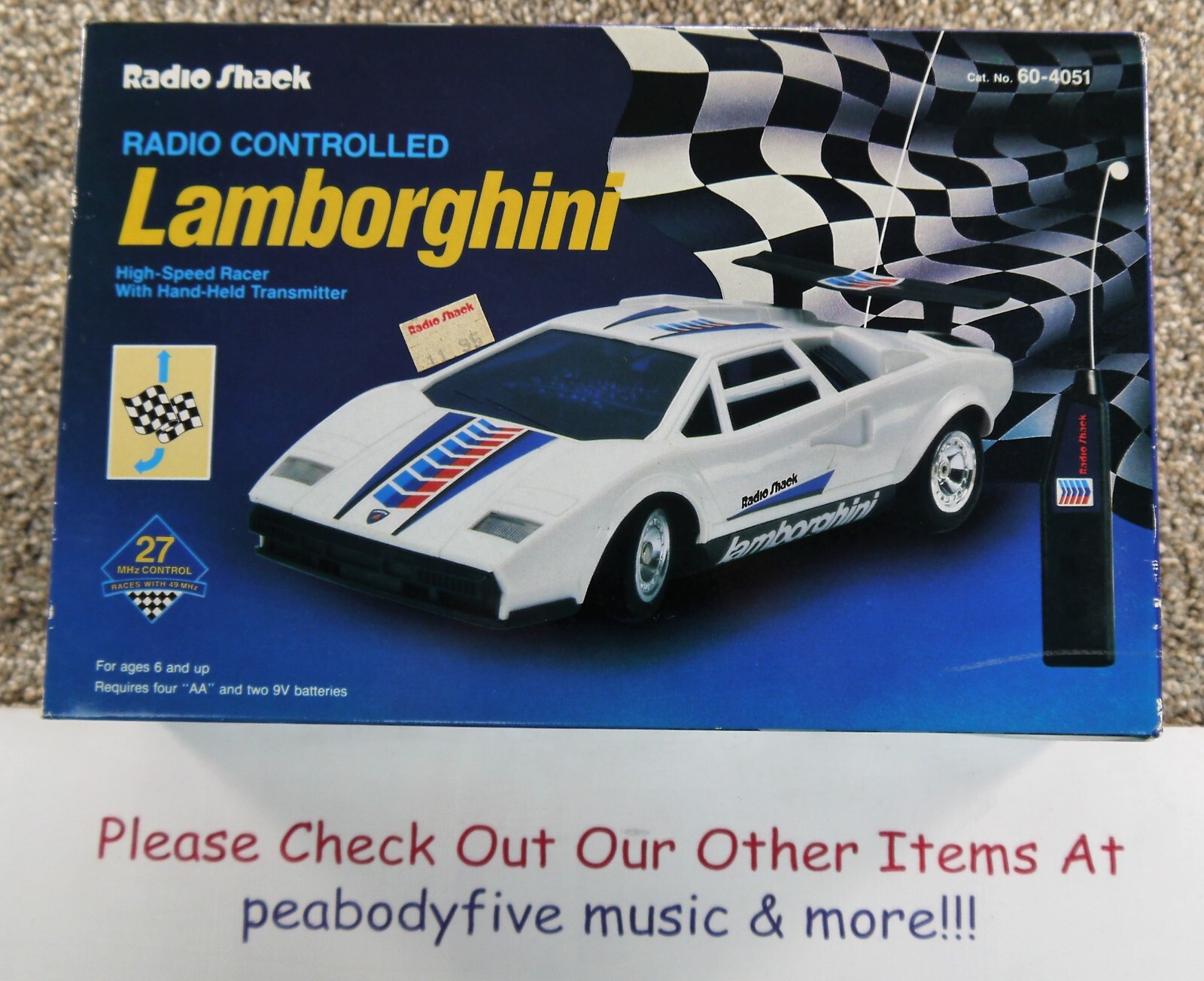 Vintage RADIO SHACK 60-4051 Lamborghini Countach LP500S RC Race Car NEW in Box!†
