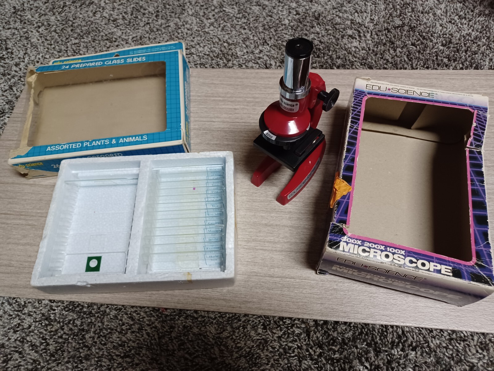 Vintage Edu Science 300x Microscope w/ Real Glass Slides