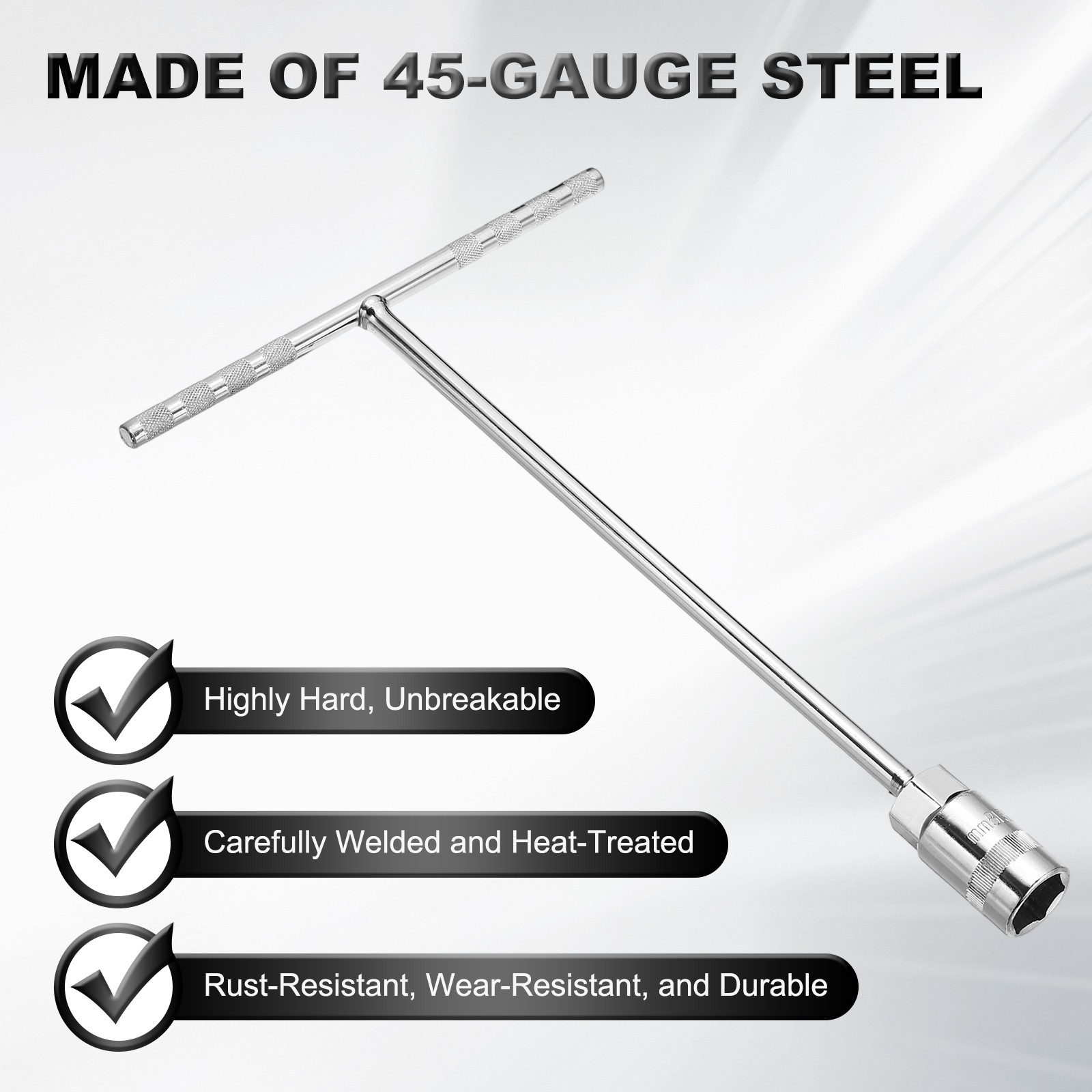 T-Handle Wrench Socket Metric Size 17mm Steel 6-Point Socket