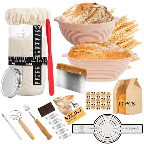 Sourdough Starter Kit - 24PCS Baking Supplies, Banneton Baskets, Bread Tools & M