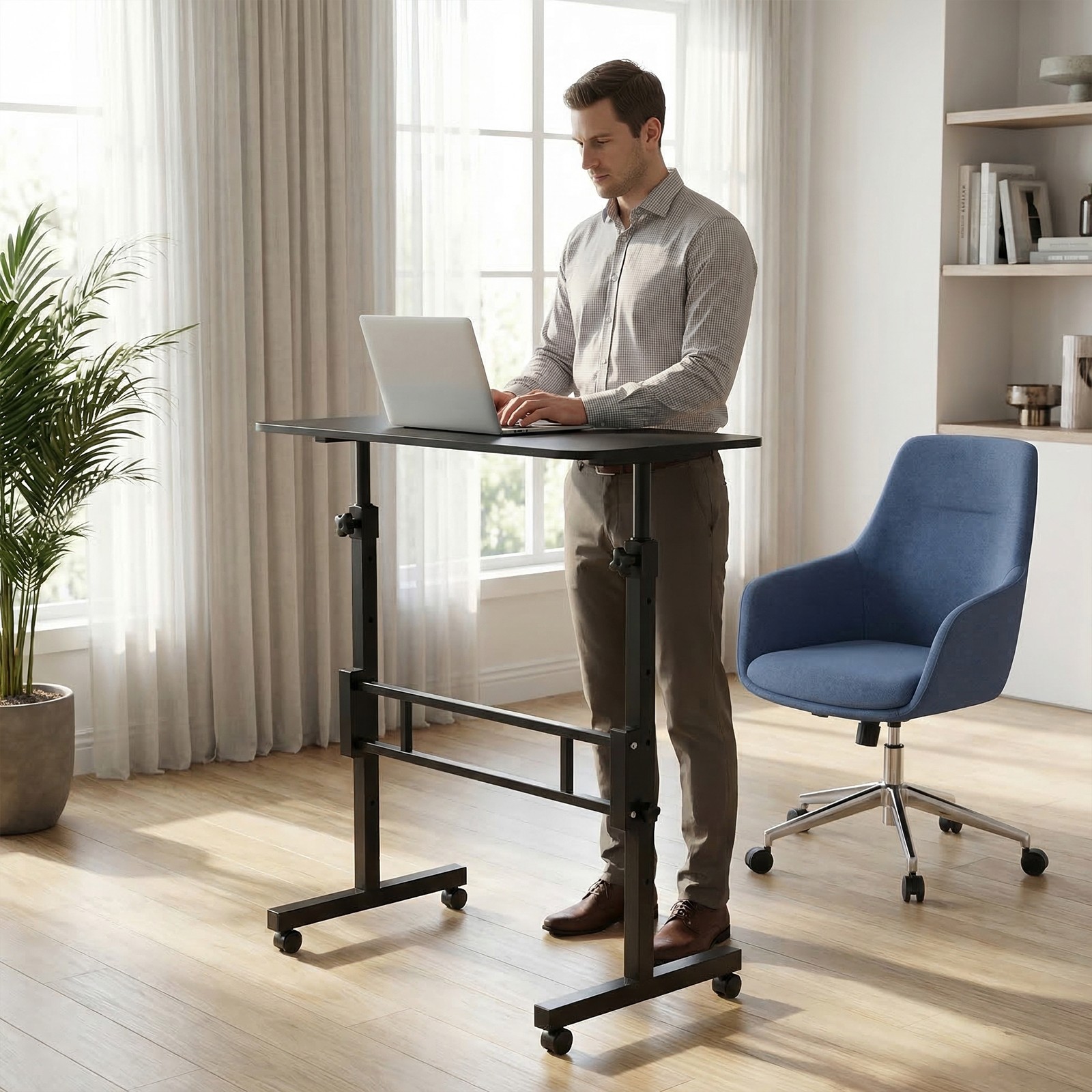 mall Spaces Rolling Computer Desk Corner Laptop Work Desk Printer Table Storage