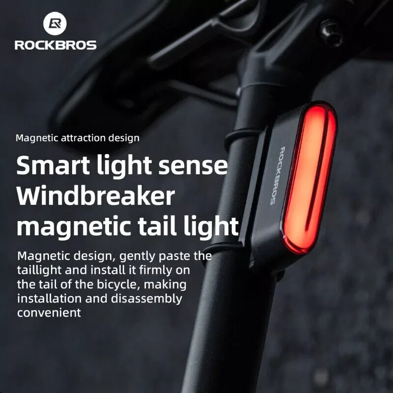 New ROCKBROS Bike Taillights Magnetic Intelligent Brake Lights Riding Equipment
