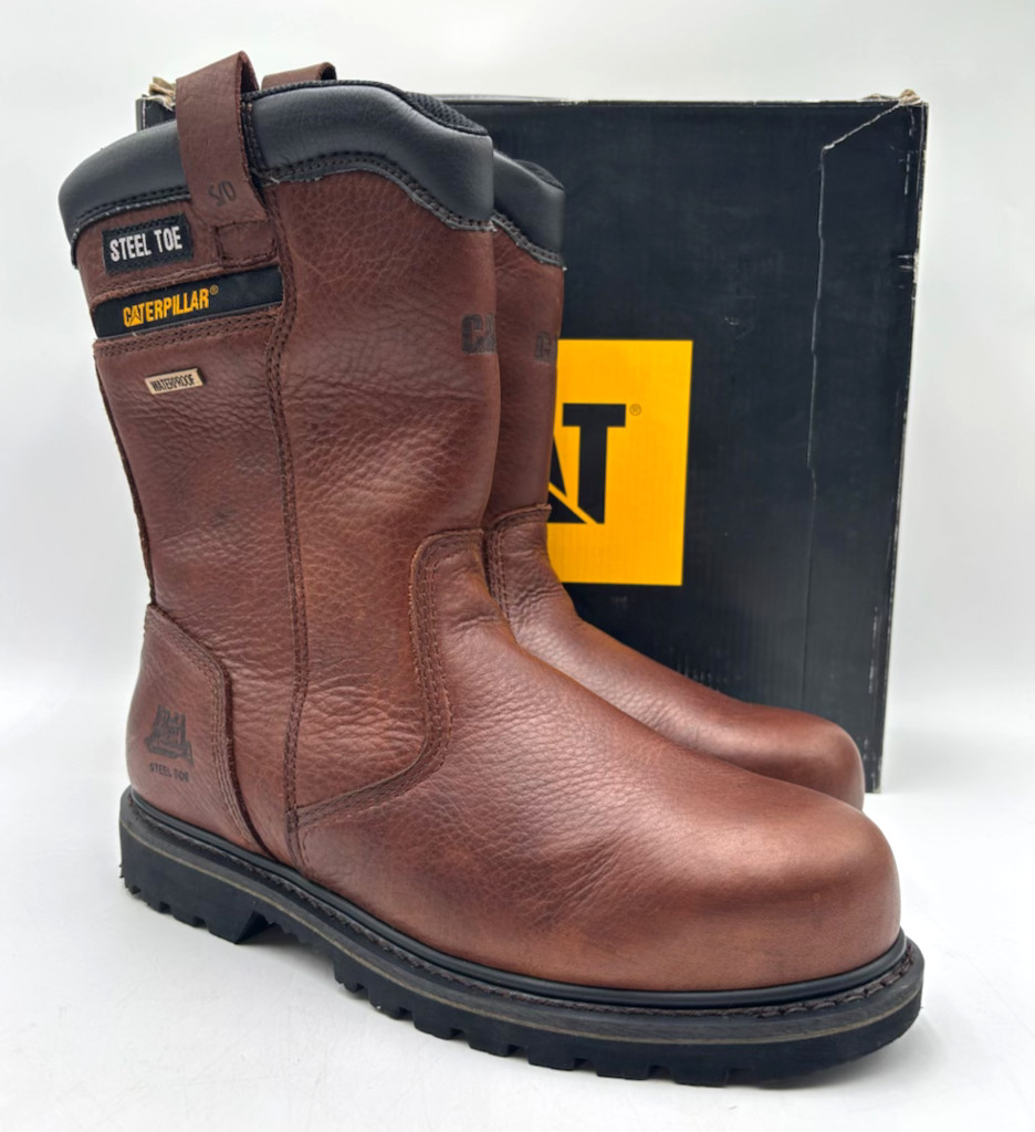 CAT ELKHART WP W-PLATE Men's NEW Steel-Toe Work Boot Brown Multiple Sizes
