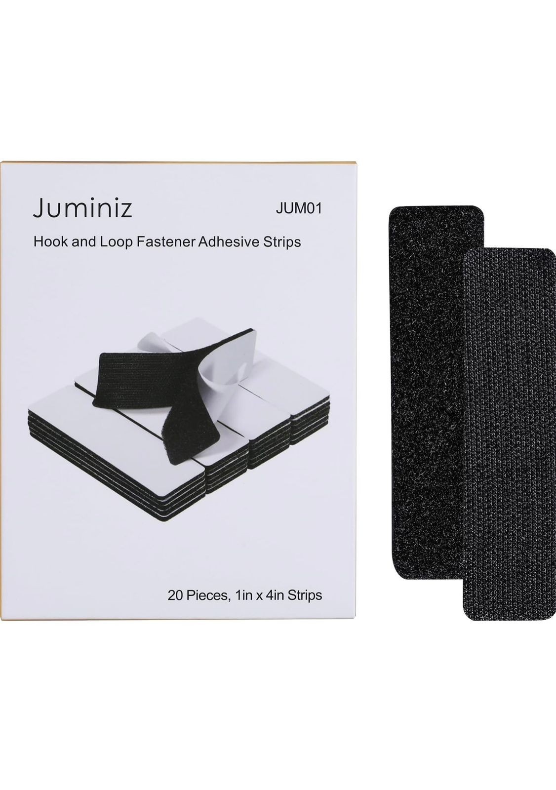 20 Sets Heavy Duty Hook & Loop Adhesive Strips 1x4” Black Sticky Back Fastener