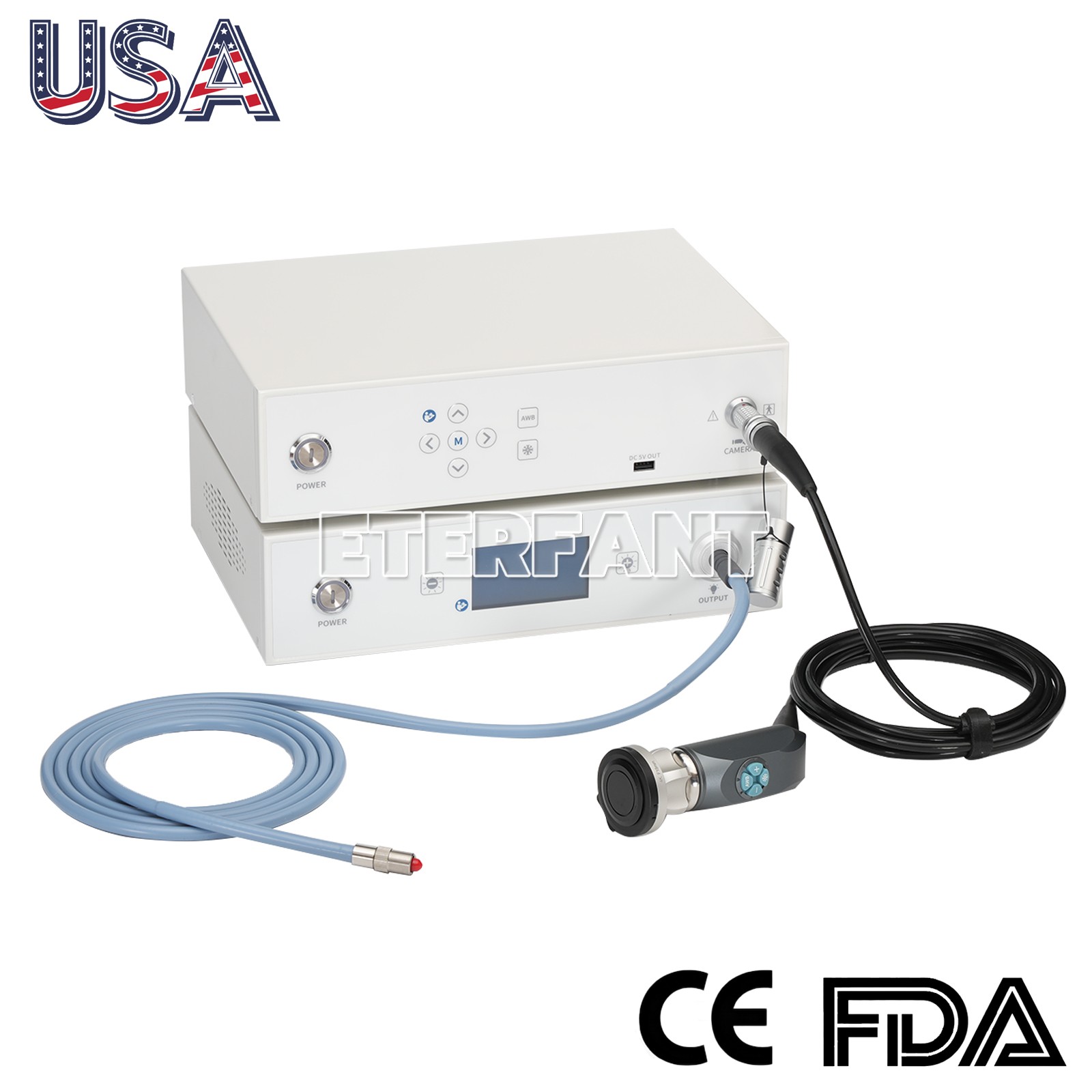 ENT Endoscope Laparoscopic Camera/USB Type Handle/Cold Light Source for Medical