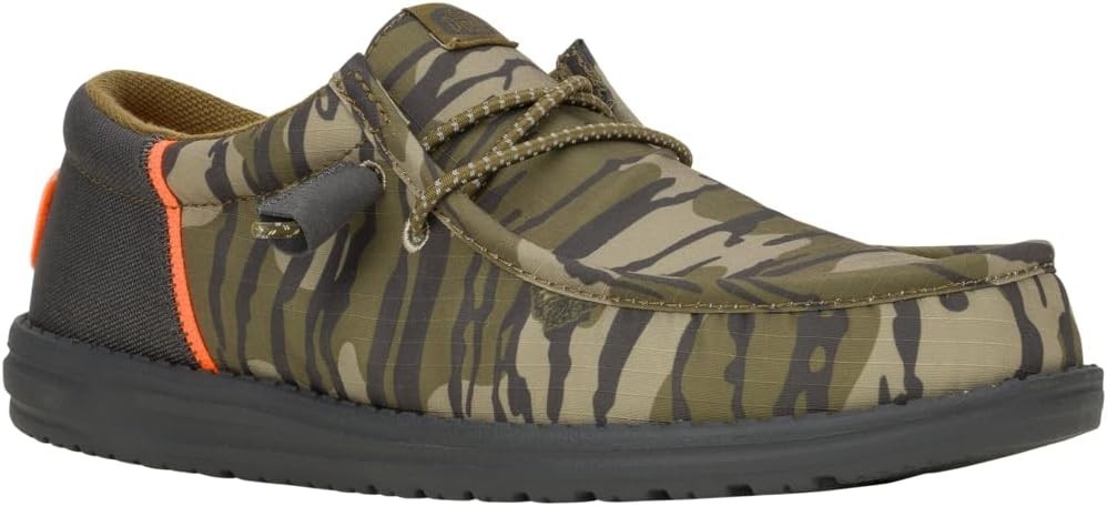 HEYDUDE Wally Funk Mossy Oak BTML Black Camo Mens Shoes, Slip-on Loafer