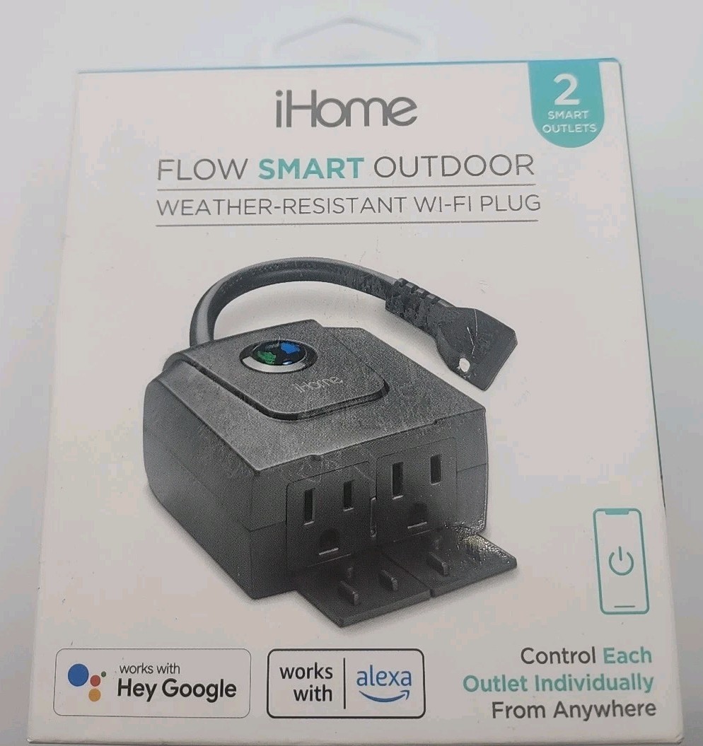 iHome Flow Smart Outdoor Weather Resistant Wi-Fi Plug 2 Smart Outlet