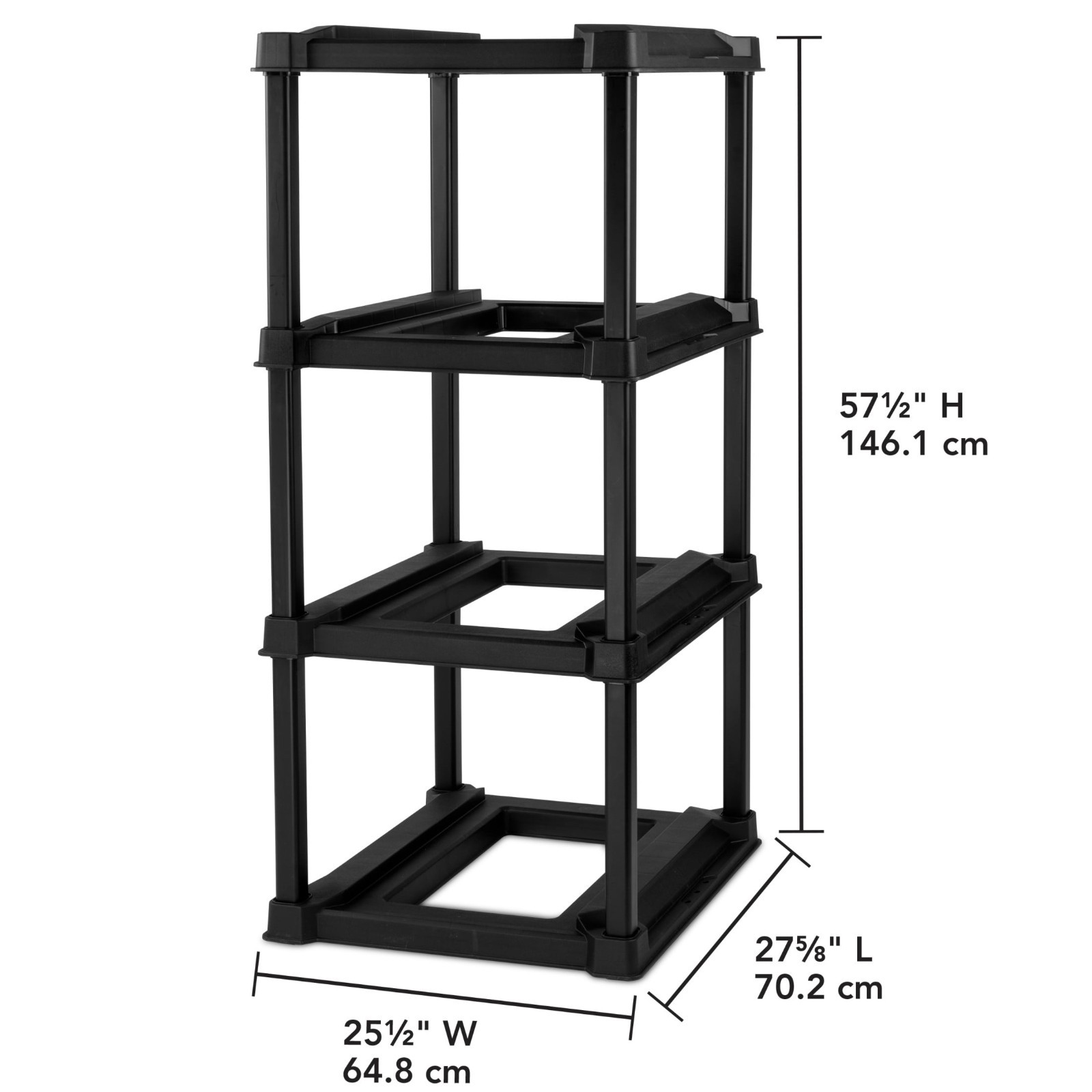 4-Tier Tote Rack Vertical No-Stacking Design For 27 Gallon Totes Organizer