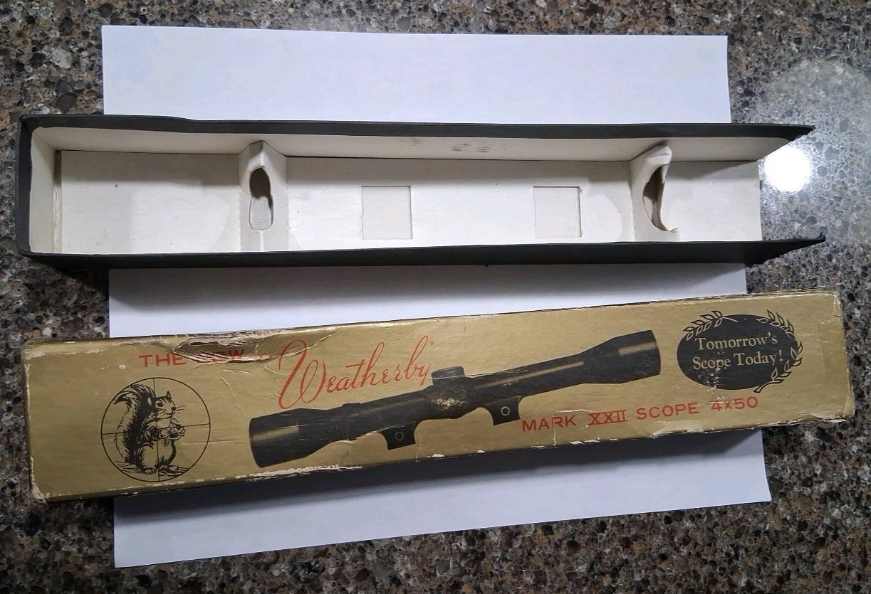 Weatherby Mark XXII 4x50 Rifle Scope Vintage  Box Only Has Tape On Both Ends