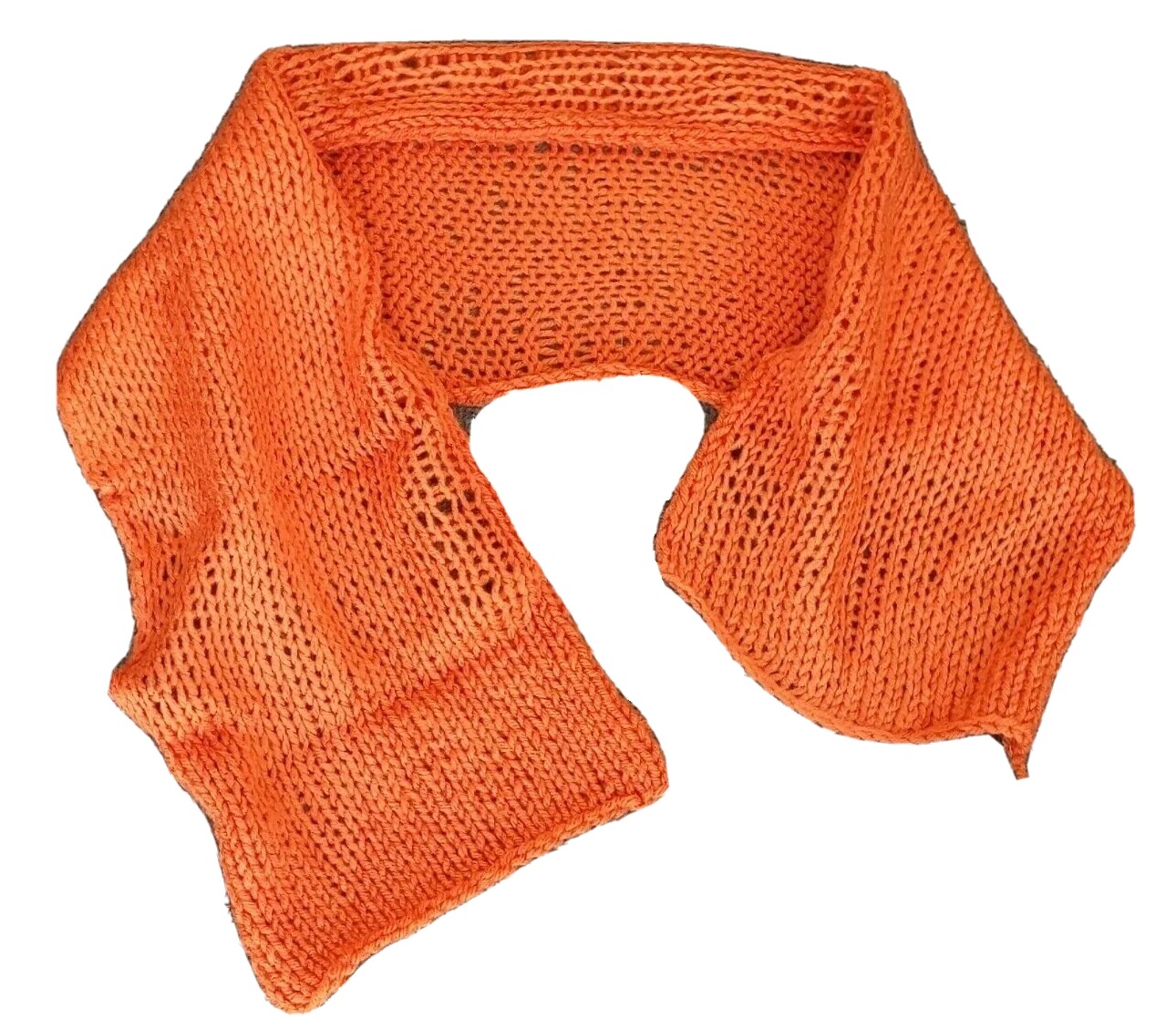 Orange knit scarf coat or outfit handmade accessory,  9 1/4" by 41"; made in USA
