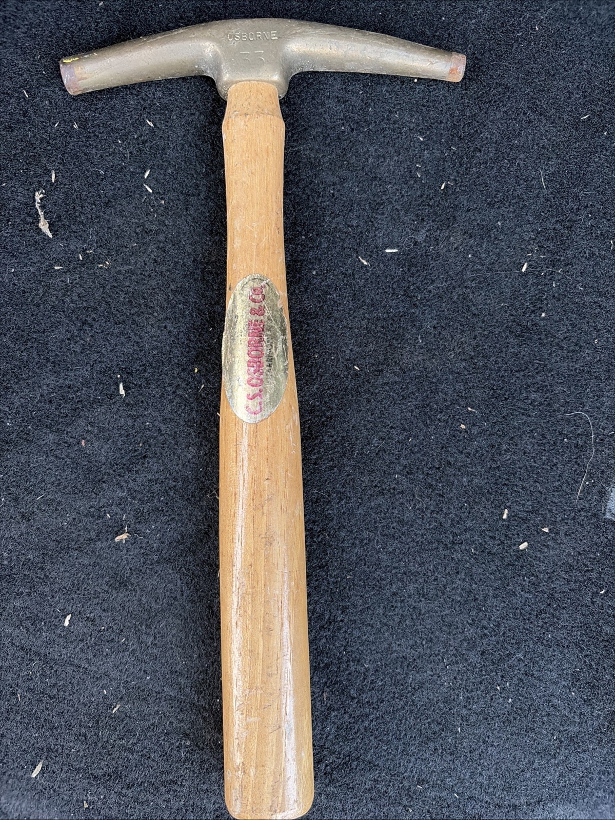 C.S. Osborne No 33 Brass Magnetic Tack Hammer - Upholstery Tool - Made In USA