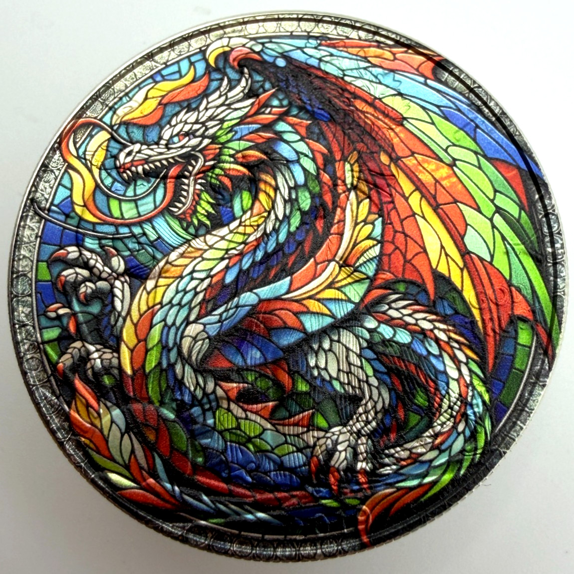 Amazing Mosaic Dragon - American Silver Eagle 1oz Limited .999 Silver Coin