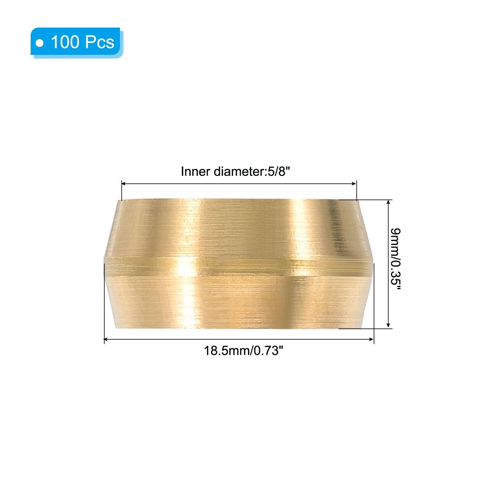100Pcs Tube OD 5/8" Brass Compression Sleeves Ferrules