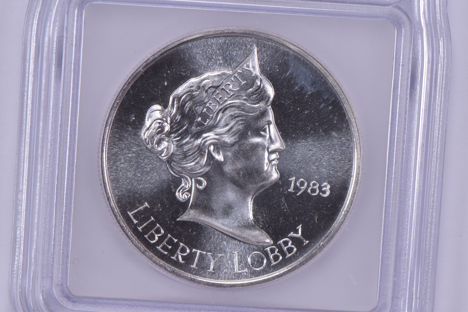 1983 Liberty Lobby "Silver Eagle" Silver Art Round MS69 ICG
