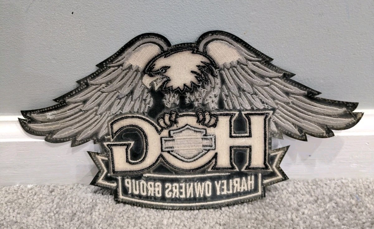 NEW Large Eagle Silver Black Patch Harley Davidson Owners Group HOG 11.5"