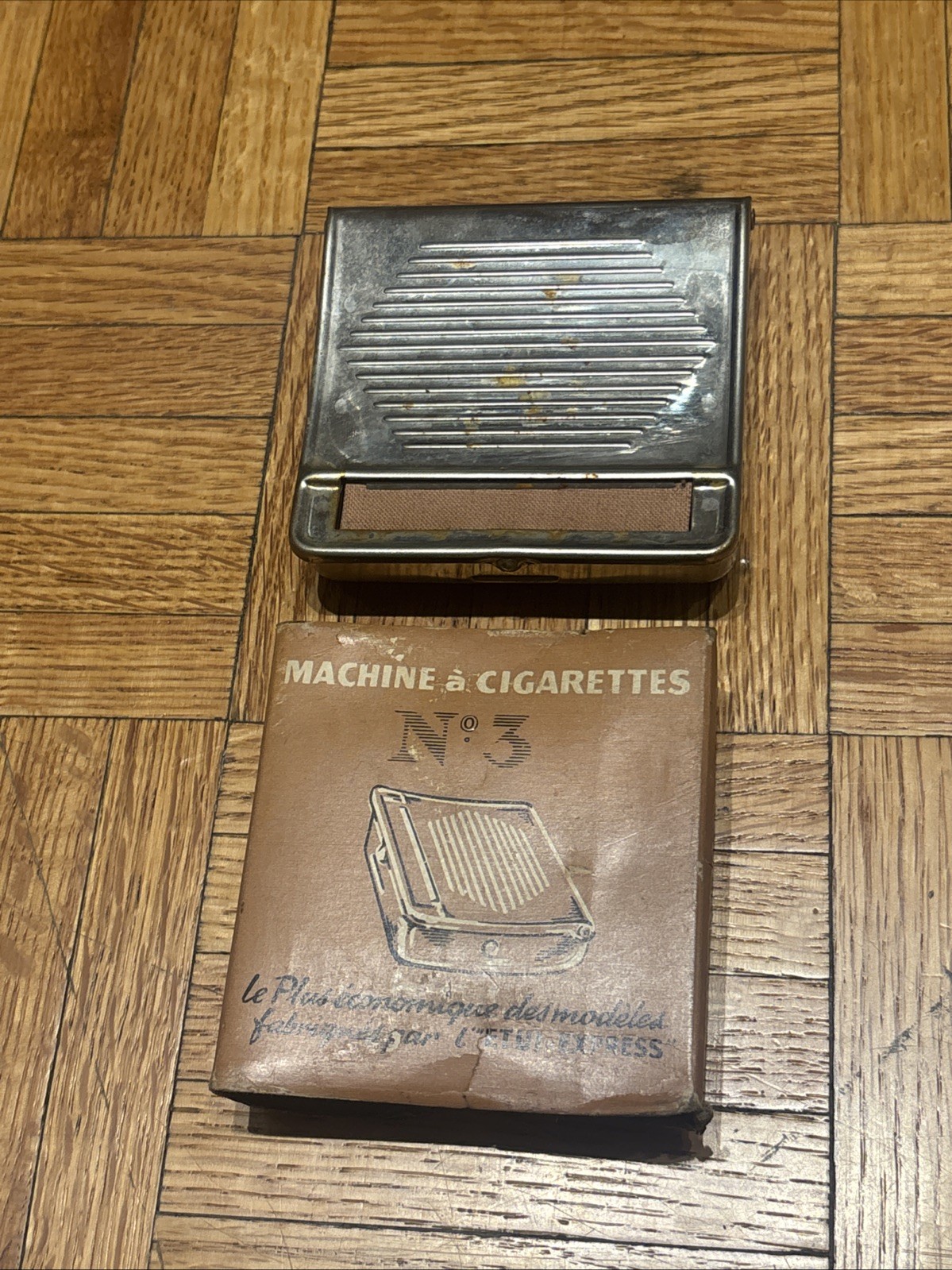 Vintage French No. 3 Stainless Cigarette Rolling Machine w/ Box