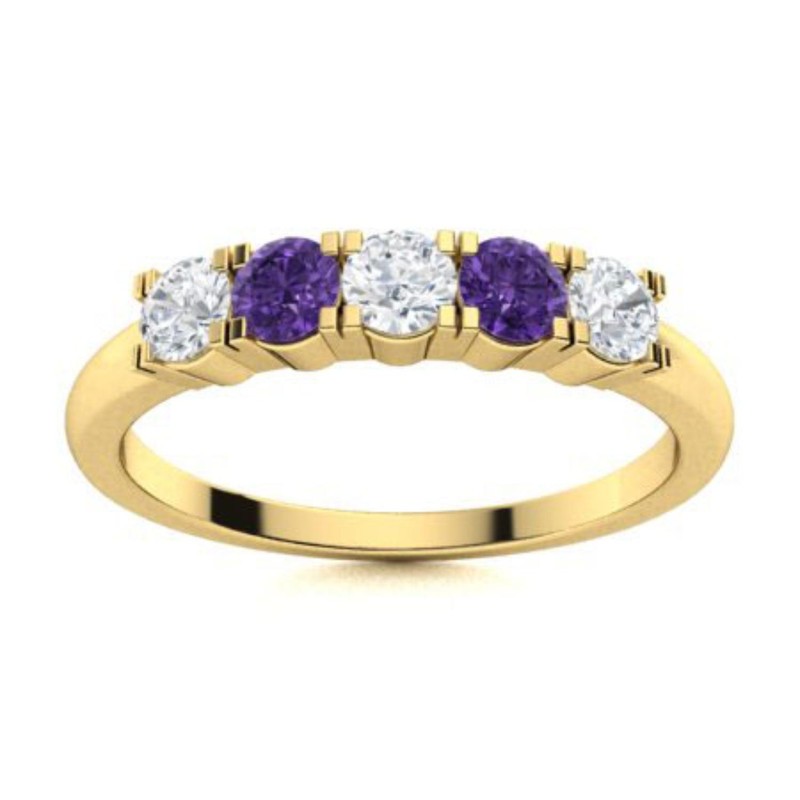 Amethyst Stone Full Eternity Art Deco Trendy Ring Jewelry Sterling Silver