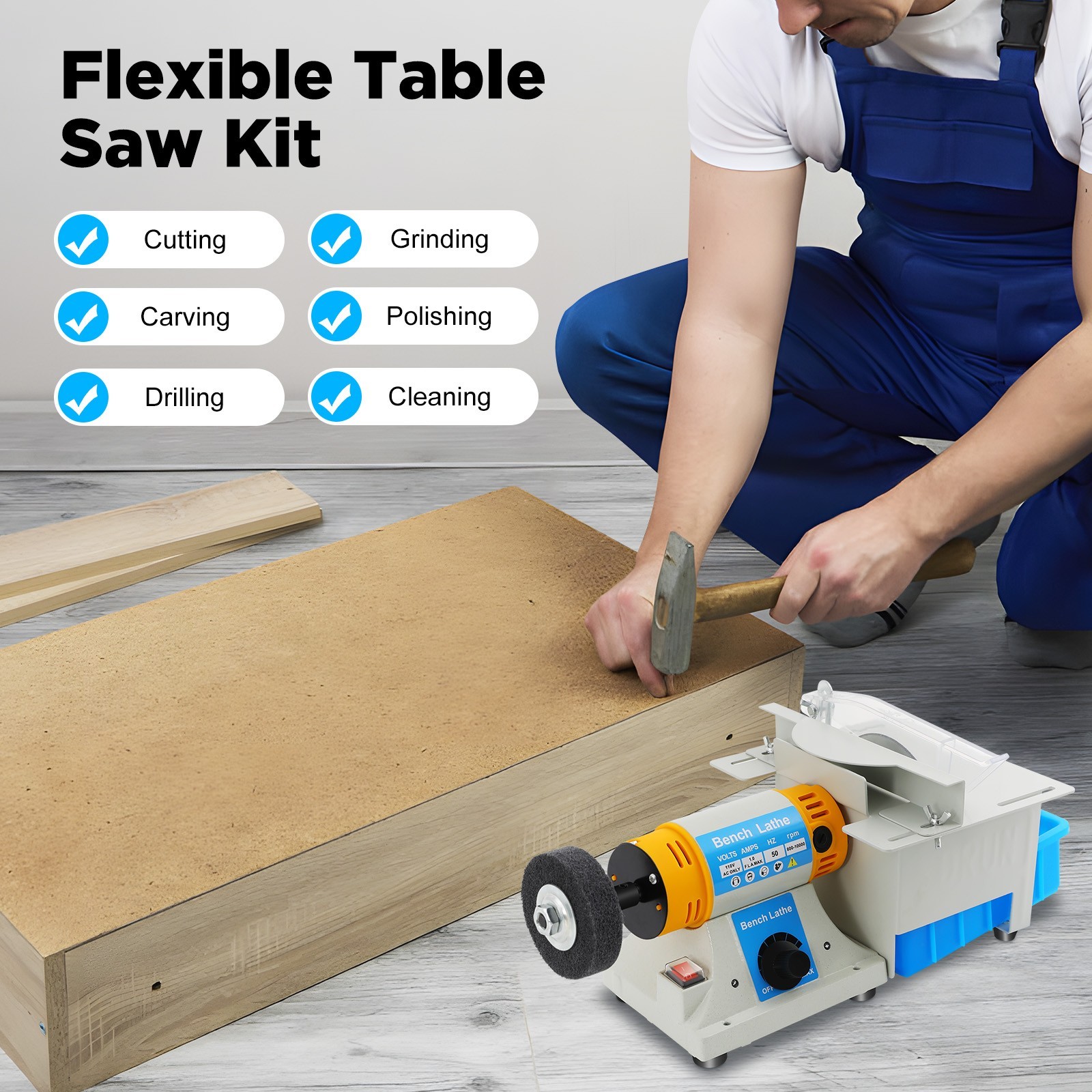 Mini Table Saw, 110V Multifunctional Electric Grinding Machine With Table Saw
