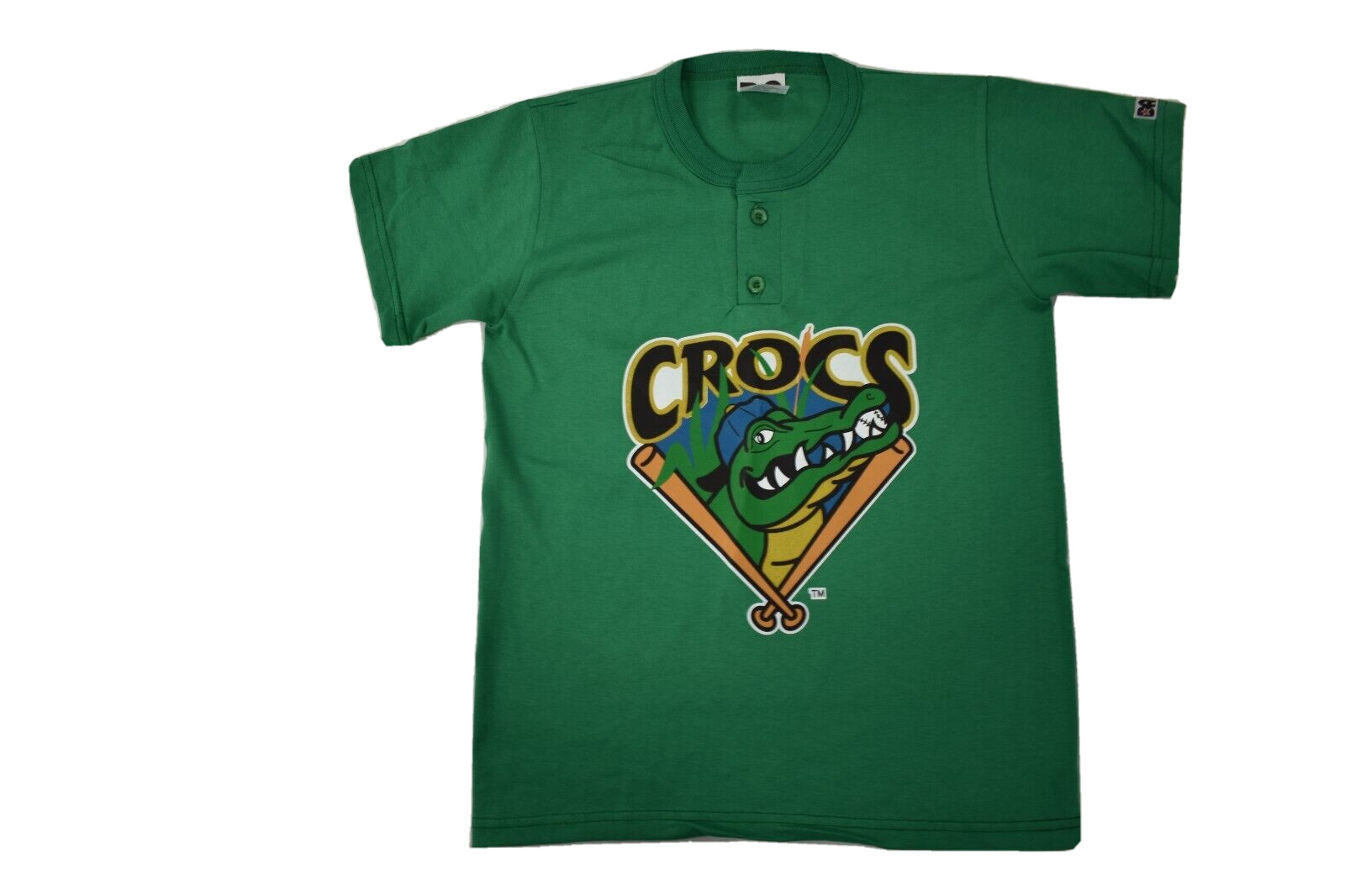 Don Alleson Youth Boys MiLB Green Cape Fear Crocs Baseball Henley Shirt New M
