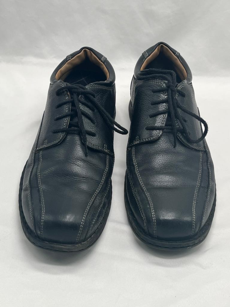 Mens Bass Lawrence Black Leather Tie Shoes Dr Scholls Inserts 10M 1041-2472-001